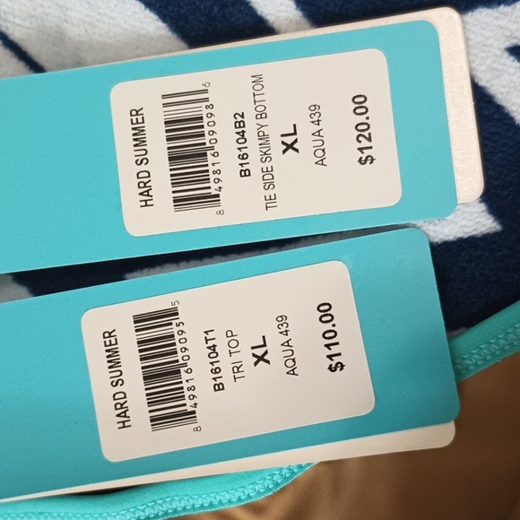 Beach Bunny Hard Summer XL Tri Top Tie Side Skimpy Bottom Aqua NWT - Picture 6 of 9